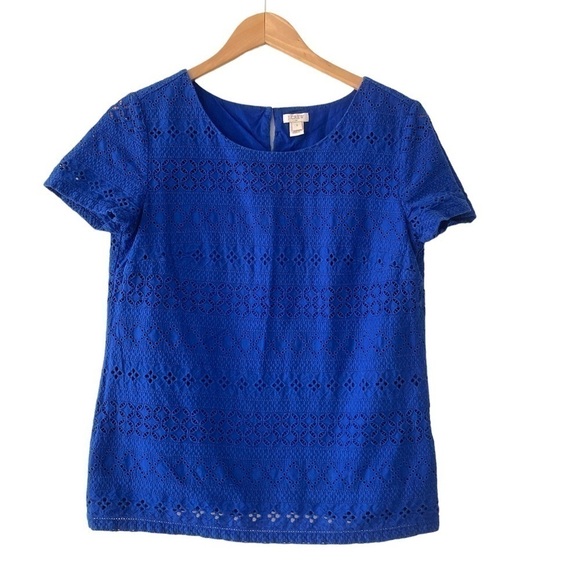 J.Crew factory size 2 top eyelet blue - Picture 1 of 11